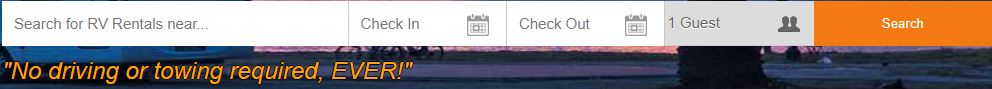 RV rental search listings bar