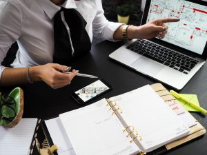 Woman presenting a business plan