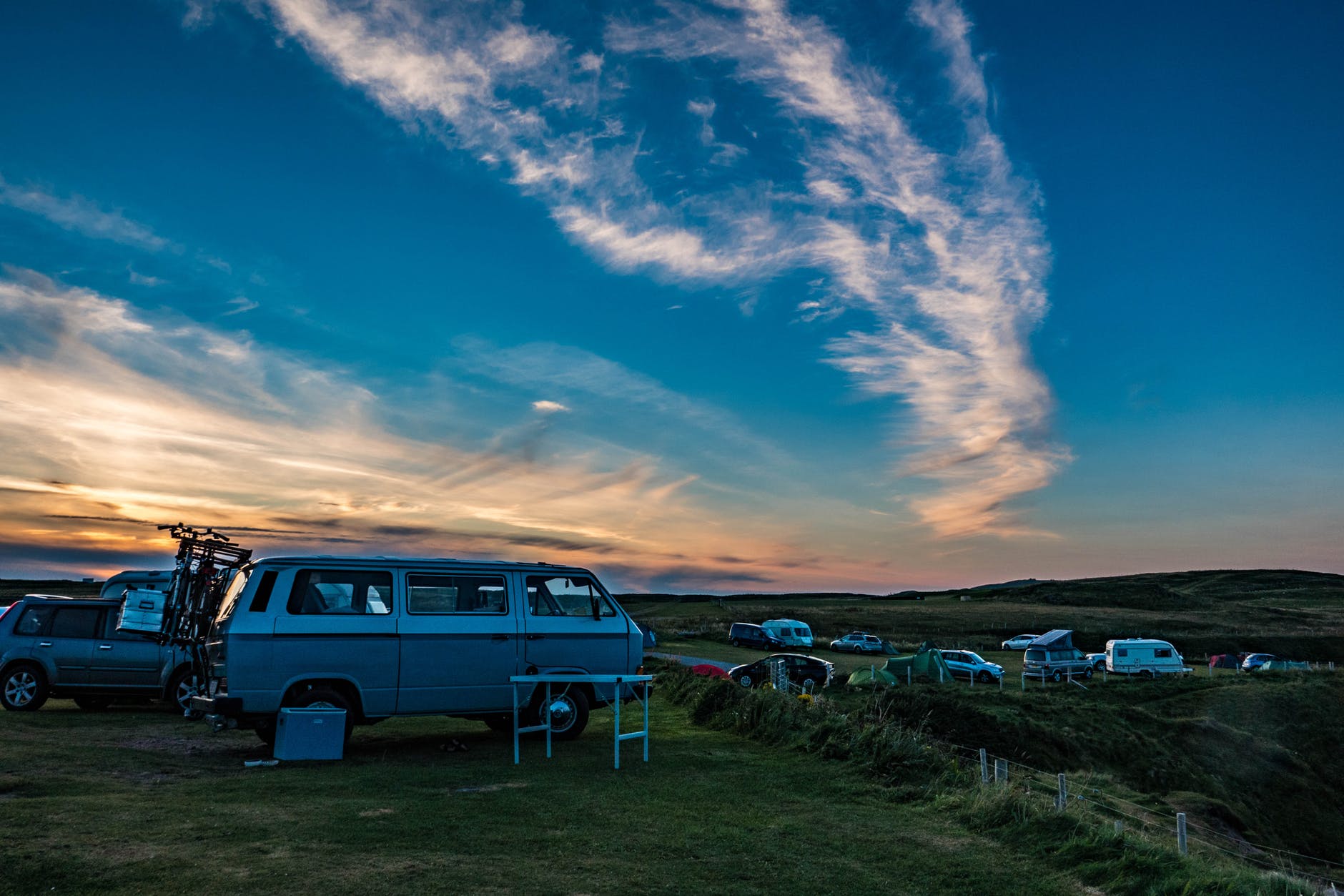 RV campground at sunset