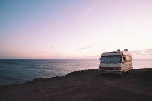 RV rental set up for beach camping