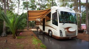 RV rental set up at a campground