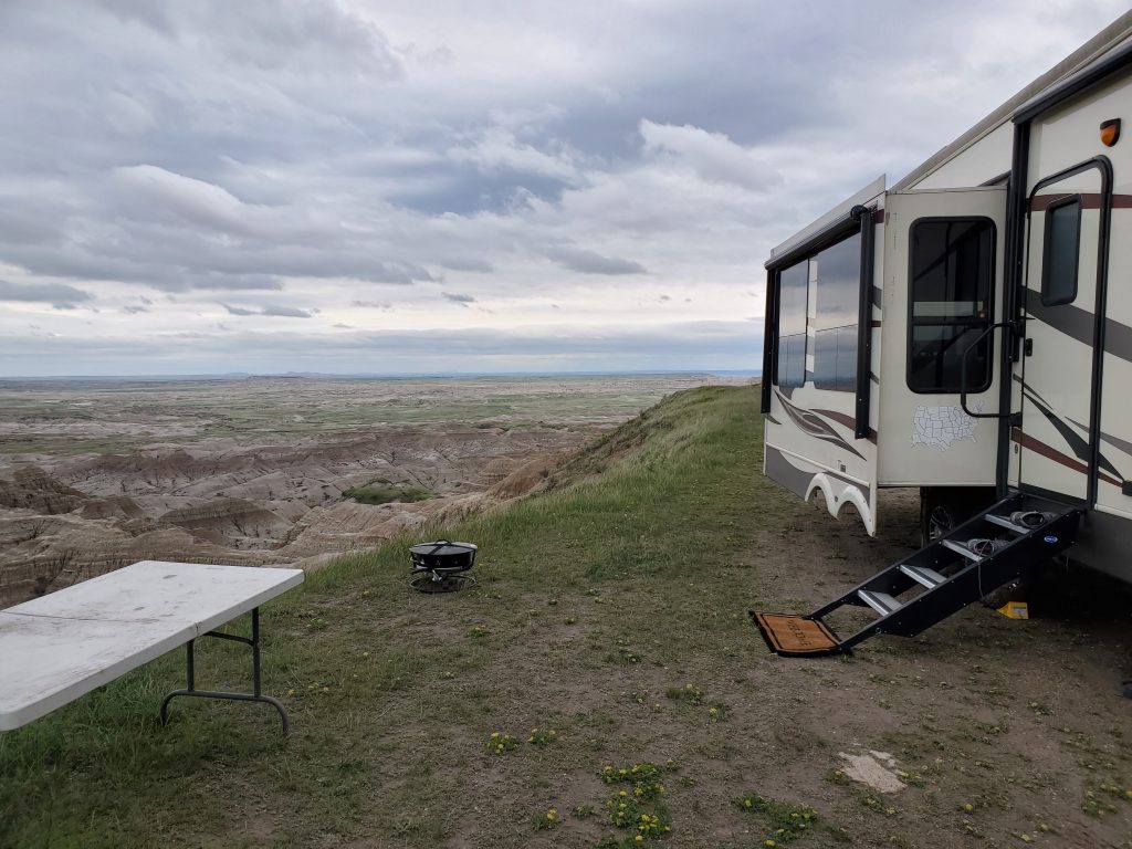 RV overlooking Badlands