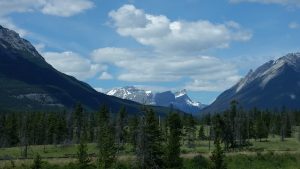 view of a blue sky and mountains