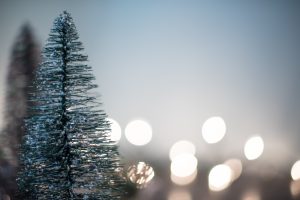 Christmas tree in front of ligts