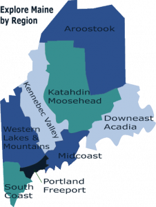 map of Maine broken up by region