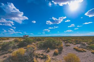 blue sky with clouds and dessert landscape 