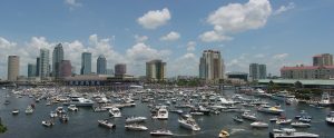 boats and skyline in Tampa, Florida