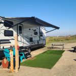 RV set up at campsite