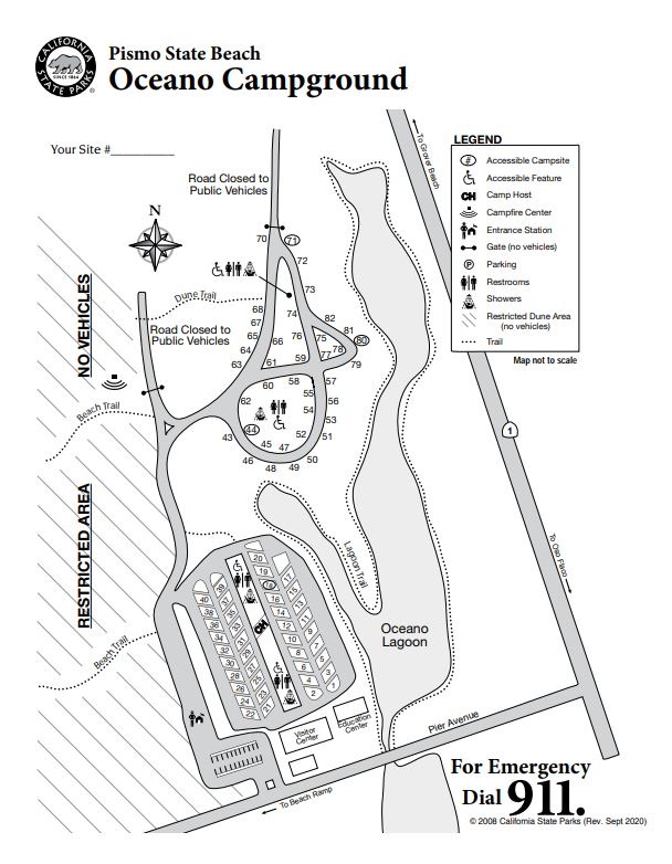 Oceano Campground Delivered RV Rentals   Oceano Campground Map 